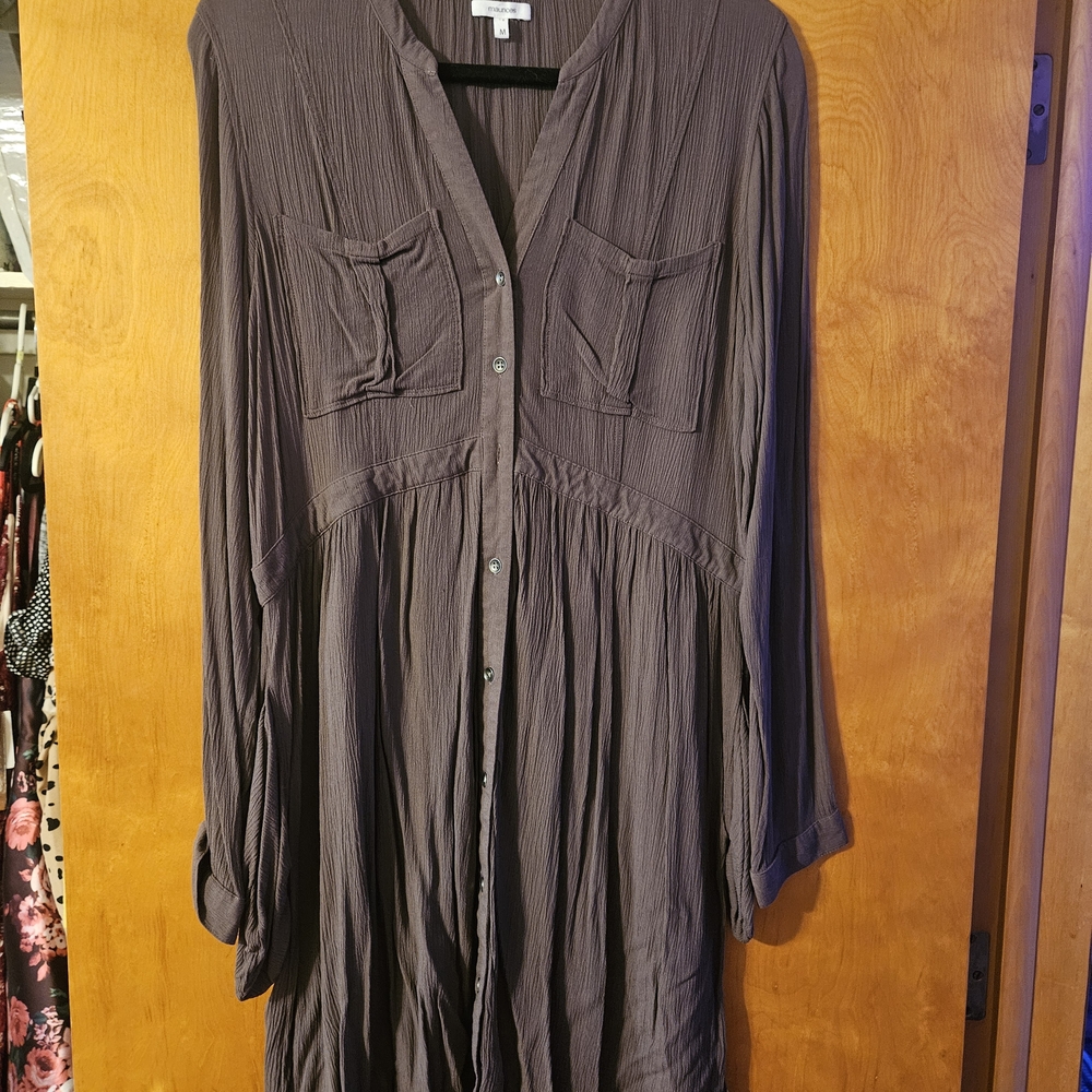 Maurices Charcoal Button-Up Dress